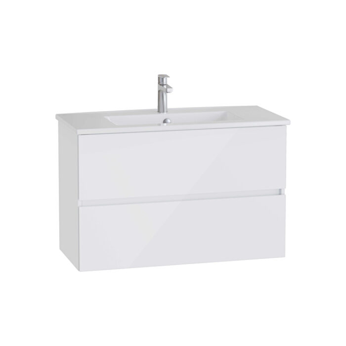 VitrA Mia Plus Square Lavabo Dolabı, 100 cm, İki Çekmeceli, Parlak Beyaz - Görsel 2