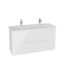 VitrA Mia Plus Square Lavabo Dolabı, 120 cm, İki Çekmeceli, Çift Armatür Delikli, Parlak Beyaz - 69763 - Banyo Alt Modülleri