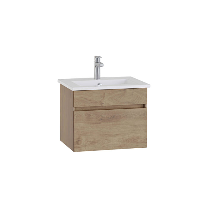 VitrA Mia Plus Square Lavabo Dolabı, 60 cm, Bir Çekmeceli, Altın Meşe - Görsel 2