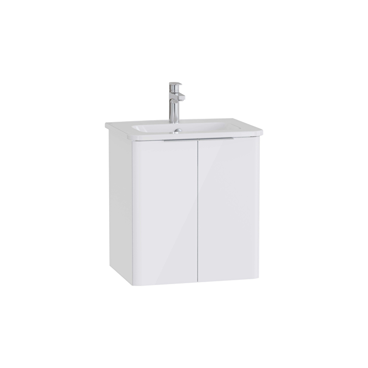VitrA Mia Plus Round Lavabo Dolabı, 60 cm, İki Kapaklı, Parlak Beyaz - 69812 - Banyo Alt Modülleri