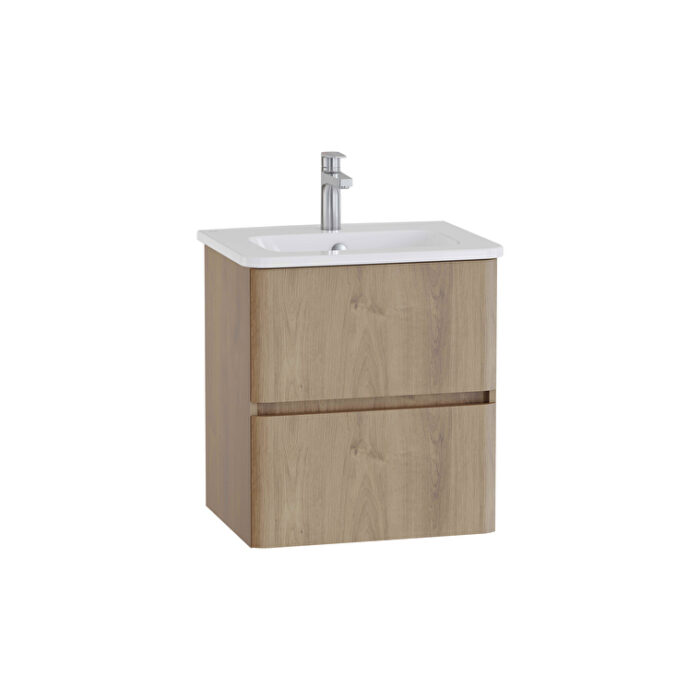 VitrA Mia Plus Round Lavabo Dolabı, 60 cm, İki Çekmeceli, Altın Meşe - 69817 - Banyo Alt Modülleri - 1