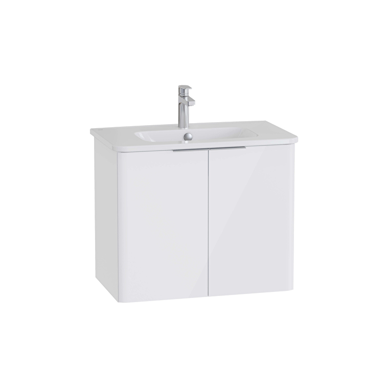 VitrA Mia Plus Round Lavabo Dolabı, 80 cm, İki Kapaklı, Parlak Beyaz - 69820 - Banyo Alt Modülleri