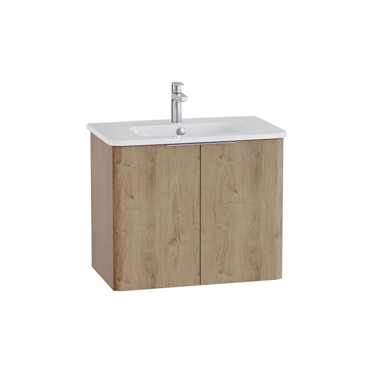 VitrA Mia Plus Round Lavabo Dolabı, 80 cm, İki Kapaklı, Altın Meşe - 69821 - Banyo Alt Modülleri