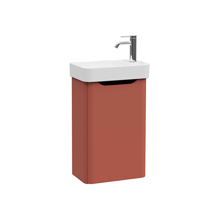 69838-1.jpg VitrA Integra Round Lavabo Dolabı, 45 cm, Bir Kapaklı, Dar, Mat Kırmızı, Sağ - Görsel 1