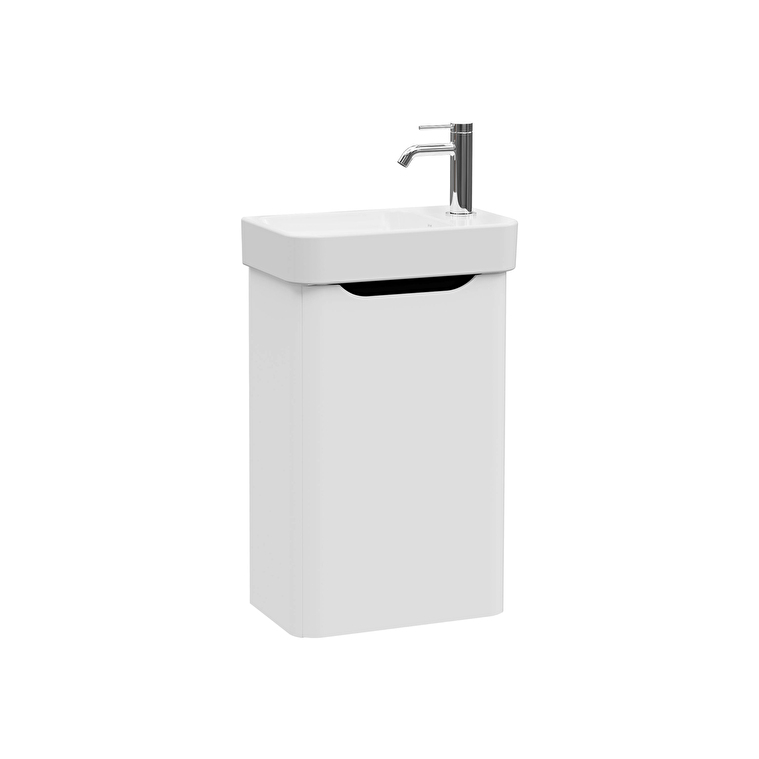 VitrA Integra Round Lavabo Dolabı, 45 cm, Bir Kapaklı, Dar, Mat Açık Gri, Sağ - 69840 - Banyo Alt Modülleri