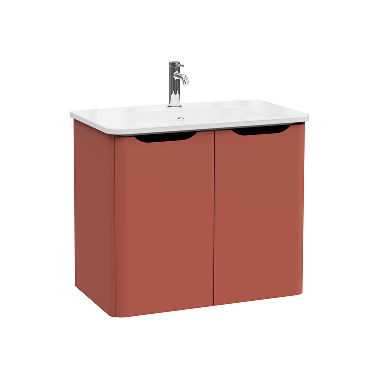 69856-1.jpg VitrA Integra Round Lavabo Dolabı, 80 cm, İki Kapaklı, Mat Kırmızı - Görsel 1