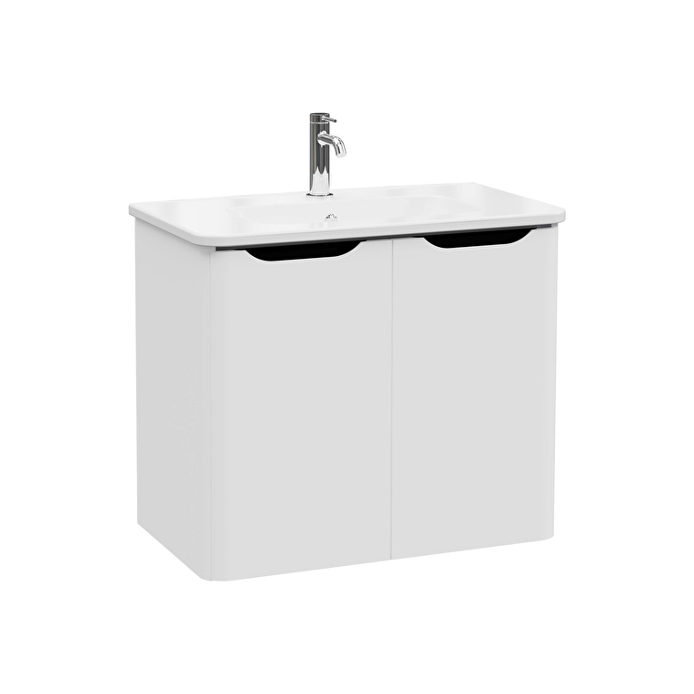 VitrA Integra Round Lavabo Dolabı, 80 cm, İki Kapaklı, Mat Açık Gri - 69858 - Banyo Alt Modülleri