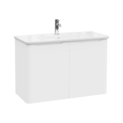 VitrA Integra Round Lavabo Dolabı, 100 cm, İki Kapaklı, Mat Beyaz - 69862 - Banyo Alt Modülleri