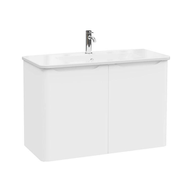 VitrA Integra Round Lavabo Dolabı, 100 cm, İki Kapaklı, Mat Beyaz - 69862 - Banyo Alt Modülleri