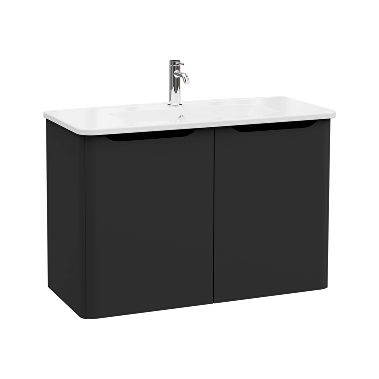 VitrA Integra Round Lavabo Dolabı, 100 cm, İki Kapaklı, Mat Grafit - 69863 - Banyo Alt Modülleri