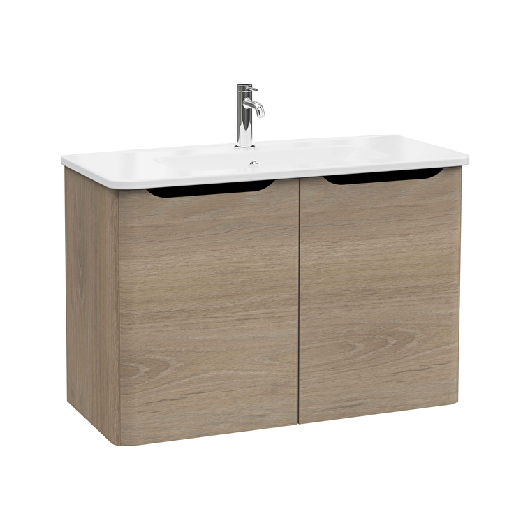 VitrA Integra Round Lavabo Dolabı, 100 cm, İki Kapaklı, Altın Meşe - 69864 - Banyo Alt Modülleri