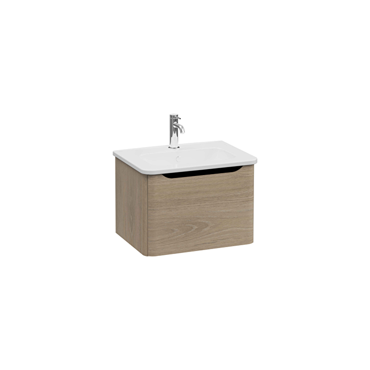 VitrA Integra Round Lavabo Dolabı, 60 cm, Bir Çekmeceli, Altın Meşe