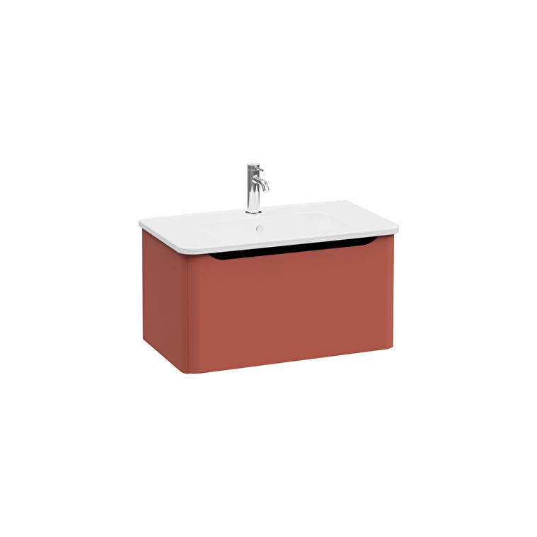 69910-1.jpg VitrA Integra Round Lavabo Dolabı, 80 cm, Bir Çekmeceli, Mat Kırmızı - Görsel 1