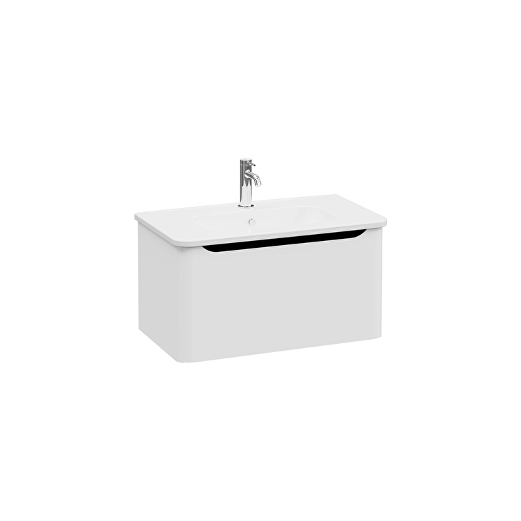 VitrA Integra Round Lavabo Dolabı, 80 cm, Bir Çekmeceli, Mat Açık Gri - 69912 - Banyo Alt Modülleri