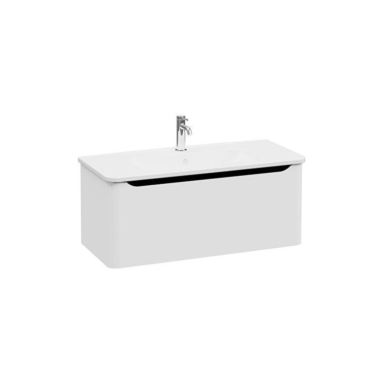 VitrA Integra Round Lavabo Dolabı, 100 cm, Bir Çekmeceli, Mat Açık Gri - 69921 - Banyo Alt Modülleri