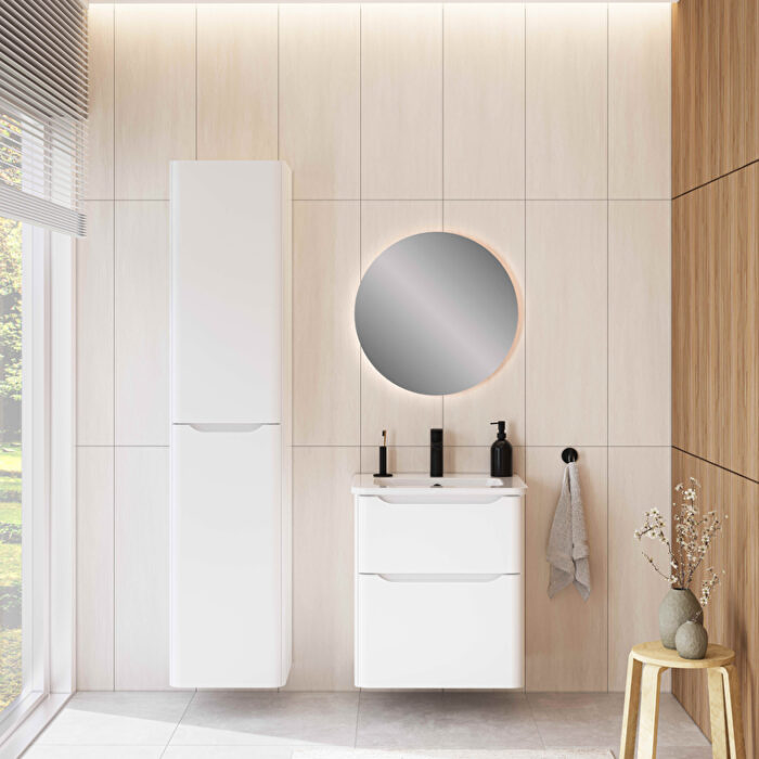 VitrA Integra Round Boy Dolabı, 40 cm, İki Kapaklı, Parlak Beyaz, Sağ - 80000 - Boy Dolaplar - 1