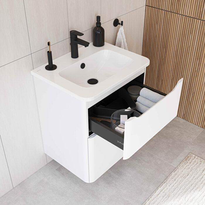 VitrA Integra Round Lavabo Dolabı, 60 cm, İki Çekmeceli , Parlak Beyaz - 69969 - Banyo Alt Modülleri - 2