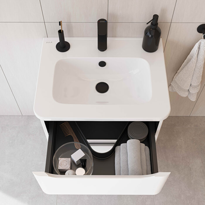 VitrA Integra Round Lavabo Dolabı, 60 cm, İki Çekmeceli , Parlak Beyaz - 69969 - Banyo Alt Modülleri - 4