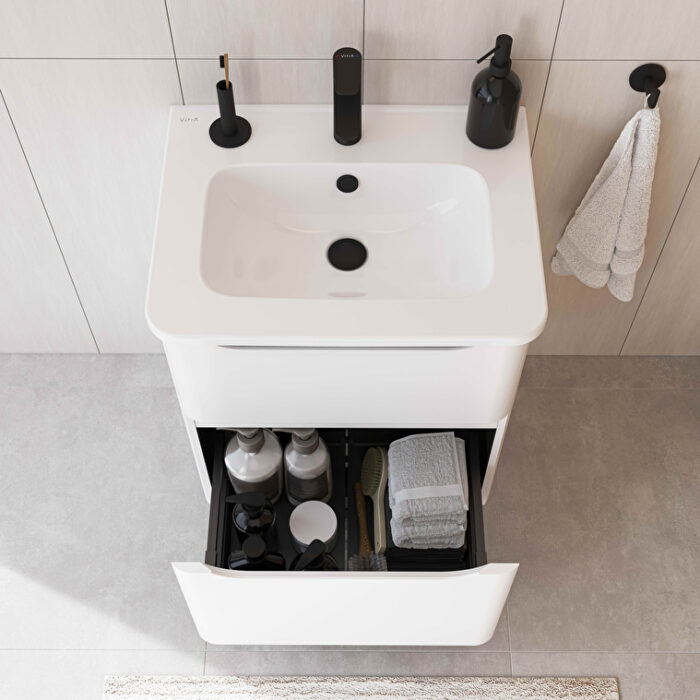 VitrA Integra Round Lavabo Dolabı, 60 cm, İki Çekmeceli , Parlak Beyaz - 69969 - Banyo Alt Modülleri - 5