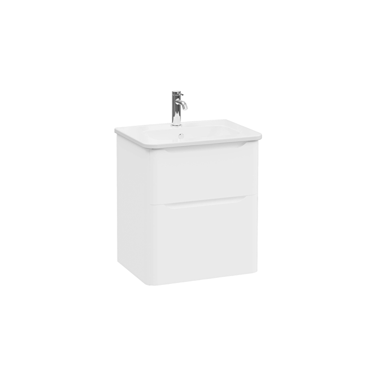 VitrA Integra Round Lavabo Dolabı, 60 cm, İki Çekmeceli , Mat Beyaz - 69970 - Banyo Alt Modülleri