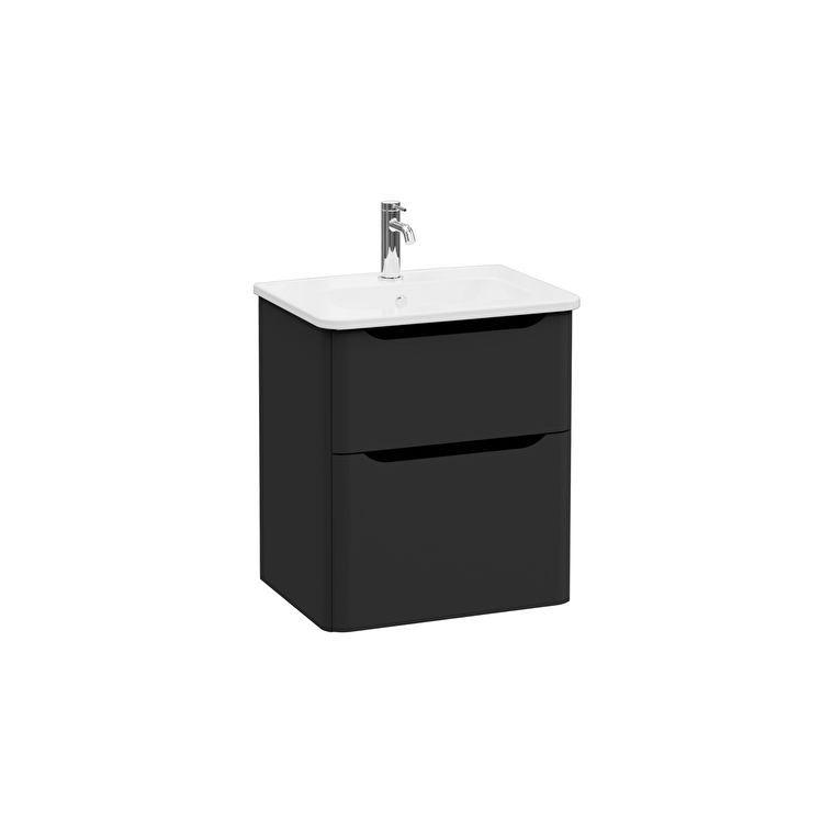 VitrA Integra Round Lavabo Dolabı, 60 cm, İki Çekmeceli , Mat Grafit - 69971 - Banyo Alt Modülleri