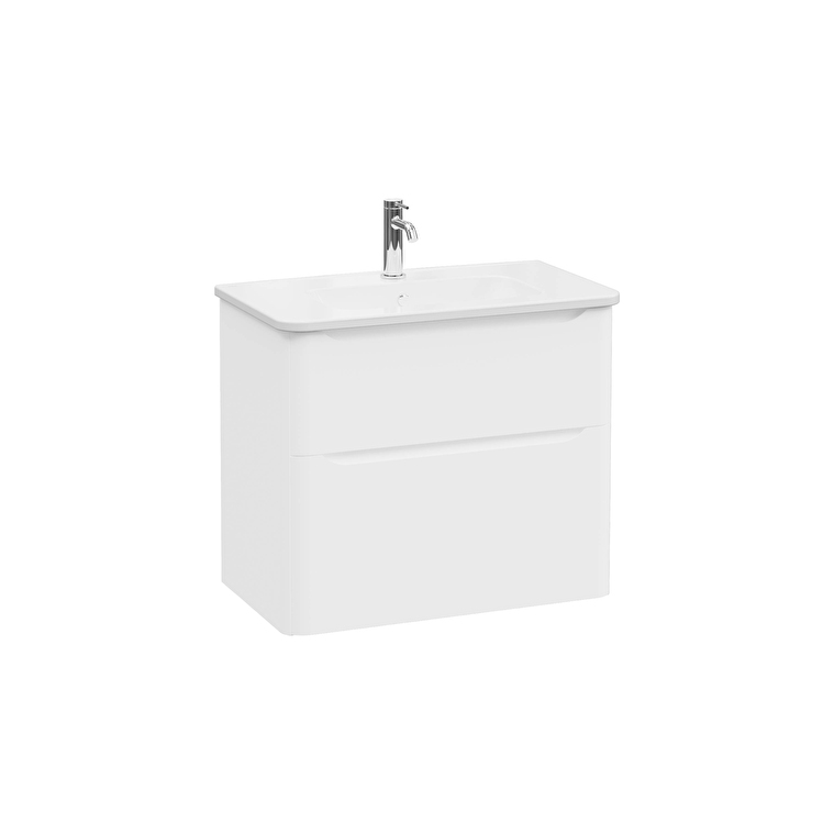 VitrA Integra Round Lavabo Dolabı, 80 cm, İki Çekmeceli , Mat Beyaz - 69979 - Banyo Alt Modülleri