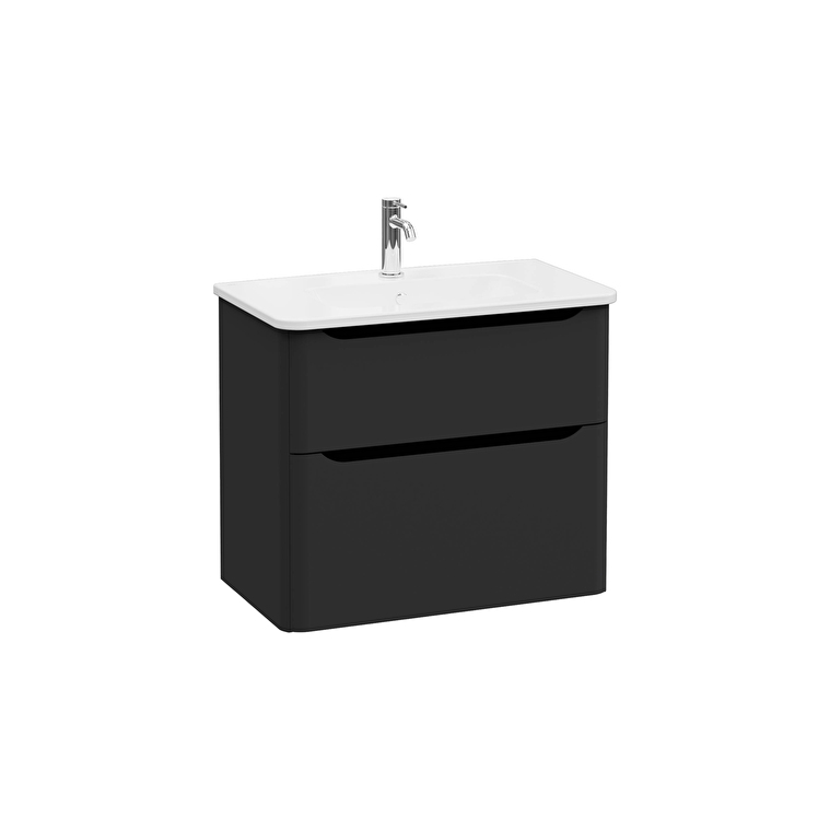 VitrA Integra Round Lavabo Dolabı, 80 cm, İki Çekmeceli , Mat Grafit - 69980 - Banyo Alt Modülleri