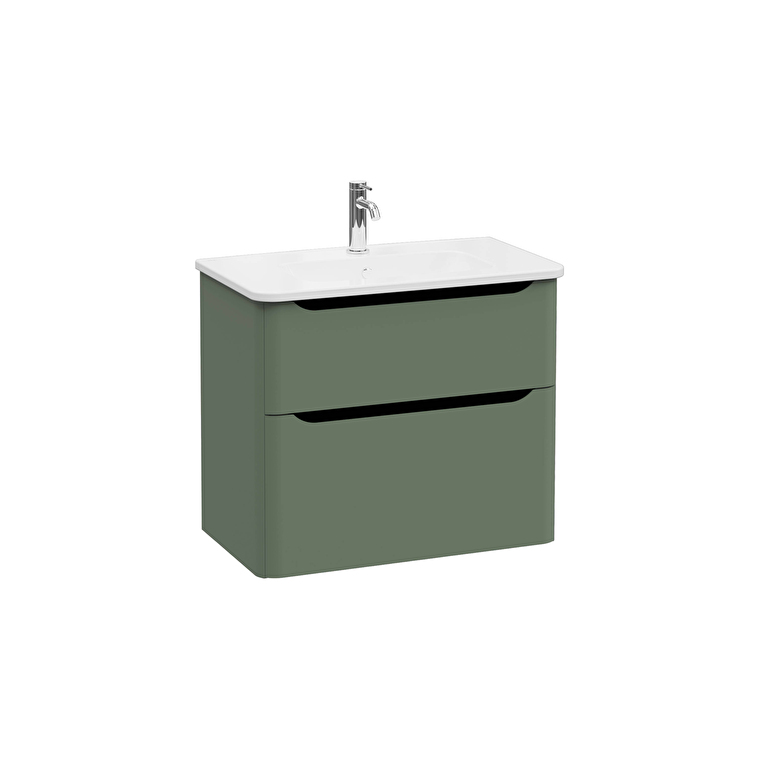 VitrA Integra Round Lavabo Dolabı, 80 cm, İki Çekmeceli , Mat Yeşil - 69983 - Banyo Alt Modülleri