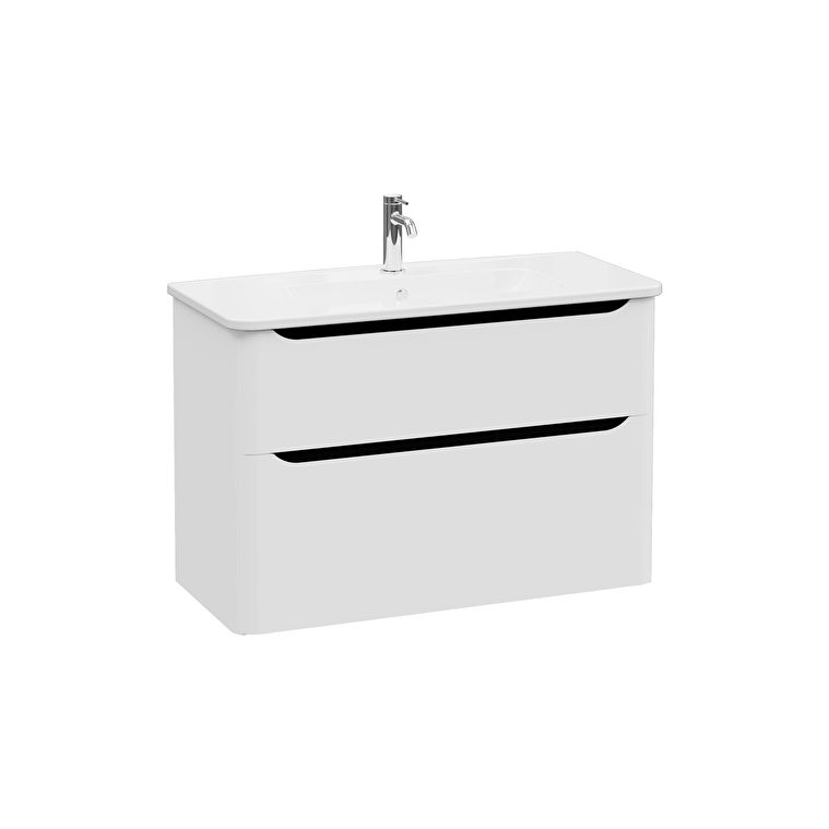 VitrA Integra Round Lavabo Dolabı, 100 cm, İki Çekmeceli , Mat Açık Gri - 69993 - Banyo Alt Modülleri
