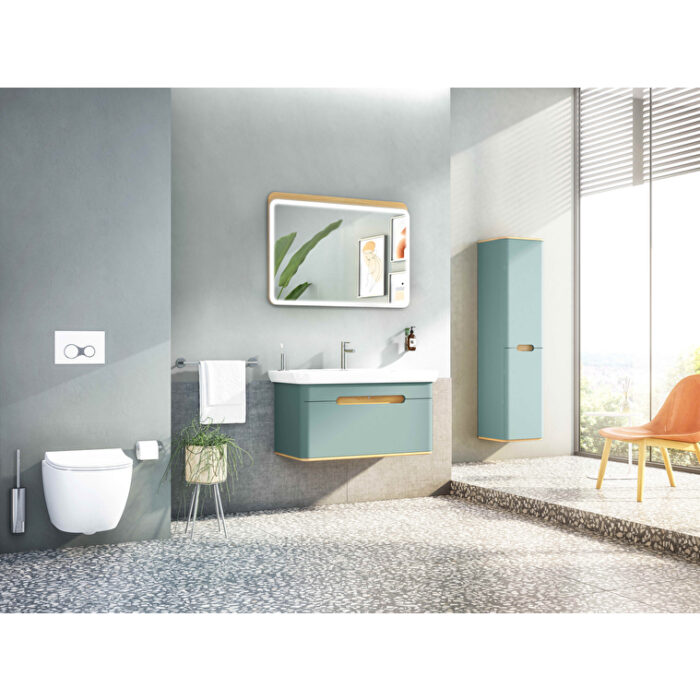 VitrA Sento Düz Ayna, 100 cm, Aydınlatmalı, Açık Meşe - Görsel 5