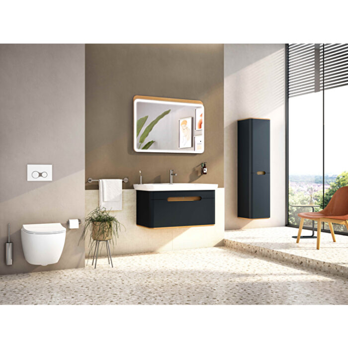 VitrA Sento Düz Ayna, 100 cm, Aydınlatmalı, Açık Meşe - Görsel 8