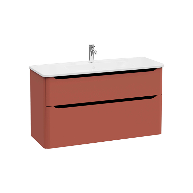 70000-1.jpg VitrA Integra Round Lavabo Dolabı, 120 cm, İki Çekmeceli , Mat Kırmızı - Görsel 1