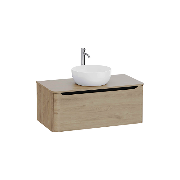 VitrA Integra Round Lavabo Dolabı, 100 cm, Bir Çekmeceli, Çanak Lavabo Uyumlu, Altın Meşe, Lavabosuz - 70053 - Banyo Alt Modülleri