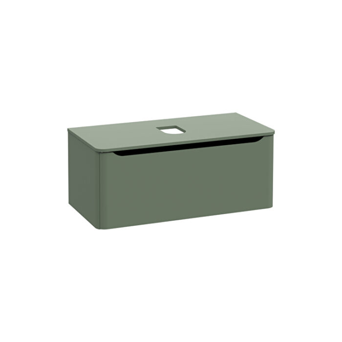 VitrA Integra Round Lavabo Dolabı, 100 cm, Bir Çekmeceli, Çanak Lavabo Uyumlu, Mat Yeşil, Lavabosuz - Görsel 2