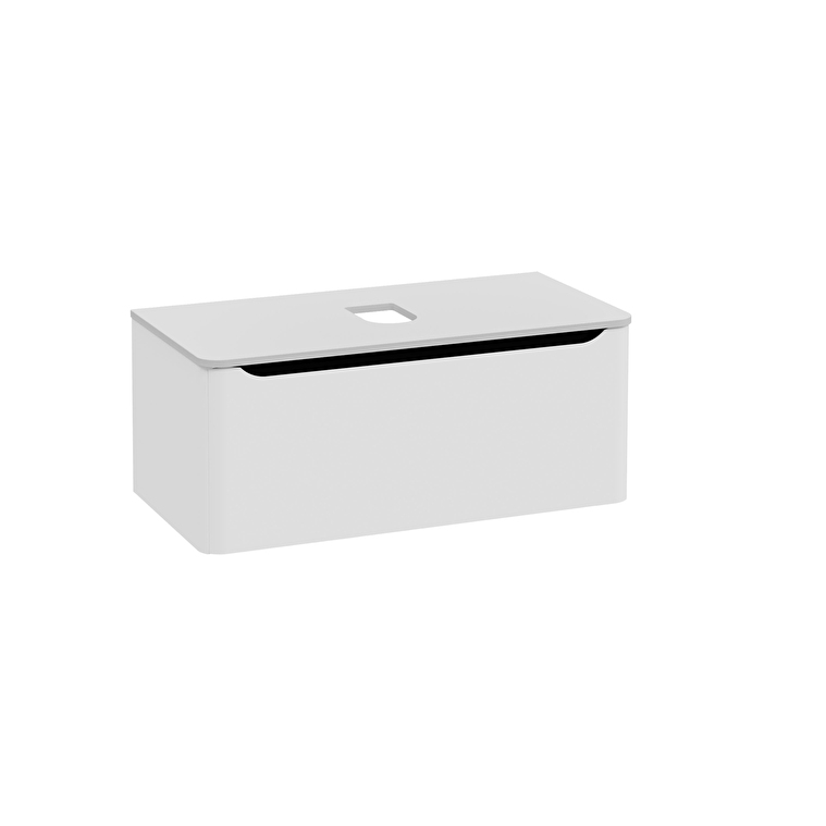 VitrA Integra Round Lavabo Dolabı, 100 cm, Bir Çekmeceli, Çanak Lavabo Uyumlu, Mat Açık Gri, Lavabosuz - 70056 - Banyo Alt Modülleri