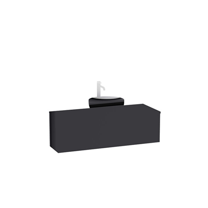 VitrA Integra Round Lavabo Dolabı, 120 cm, Bir Çekmeceli, Çanak Lavabo Uyumlu, Mat Grafit, Lavabosuz - Görsel 2