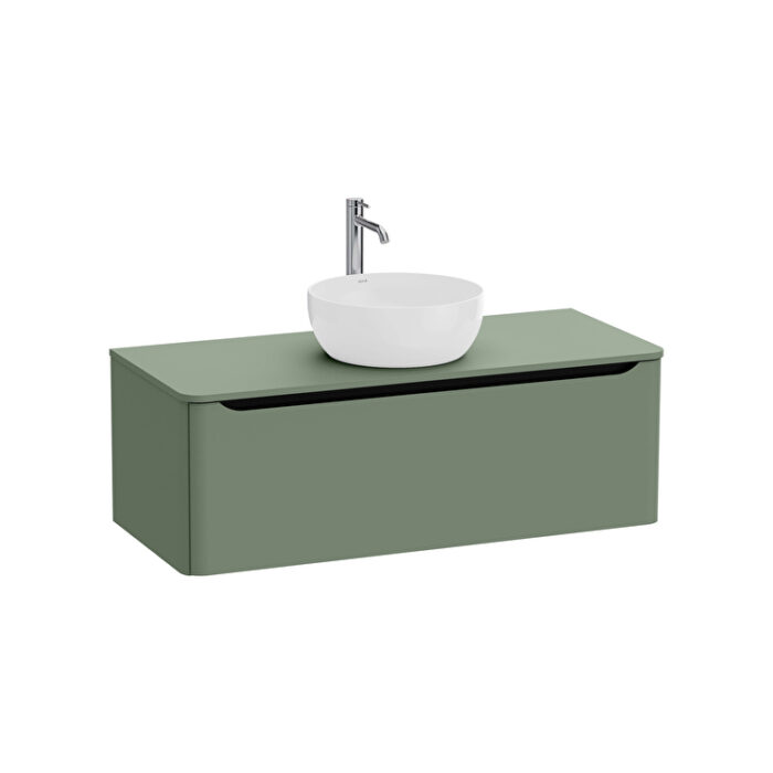 VitrA Integra Round Lavabo Dolabı, 120 cm, Bir Çekmeceli, Çanak Lavabo Uyumlu, Mat Yeşil, Lavabosuz - 70064 - Banyo Alt Modülleri - 1