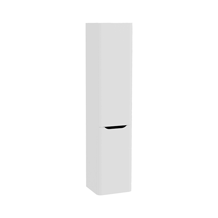 VitrA Integra Round Boy Dolabı, 40 cm, İki Kapaklı, Çamaşır Sepetli, Mat Açık Gri, Sol - 70083 - Boy Dolaplar