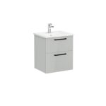 VitrA Root Flat Lavabo Dolabı, 60 cm, İki Çekmeceli, Köşeli Lavabo, Parlak İnci Grisi - Görsel 3