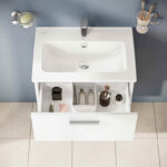 VitrA Mia Banyo Dolabı Seti, 60 cm, İki Çekmeceli, Lavabo Dolabı, Aydınlatmalı Düz Ayna, Parlak Beyaz - Görsel 16