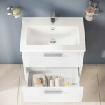 VitrA Mia Banyo Dolabı Seti, 60 cm, İki Çekmeceli, Lavabo Dolabı, Aydınlatmalı Düz Ayna, Parlak Beyaz - Görsel 11