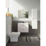 VitrA Mia Banyo Dolabı Seti, 80 cm, İki Çekmeceli, Lavabo Dolabı, Aydınlatmalı Düz Ayna, Parlak Beyaz - 75024 - Banyo Üst Modülleri - 2