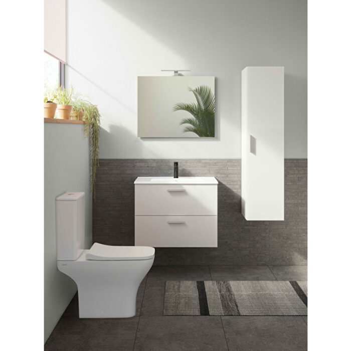 VitrA Mia Banyo Dolabı Seti, 80 cm, İki Çekmeceli, Lavabo Dolabı, Aydınlatmalı Düz Ayna, Parlak Beyaz - 75024 - Banyo Üst Modülleri - 2