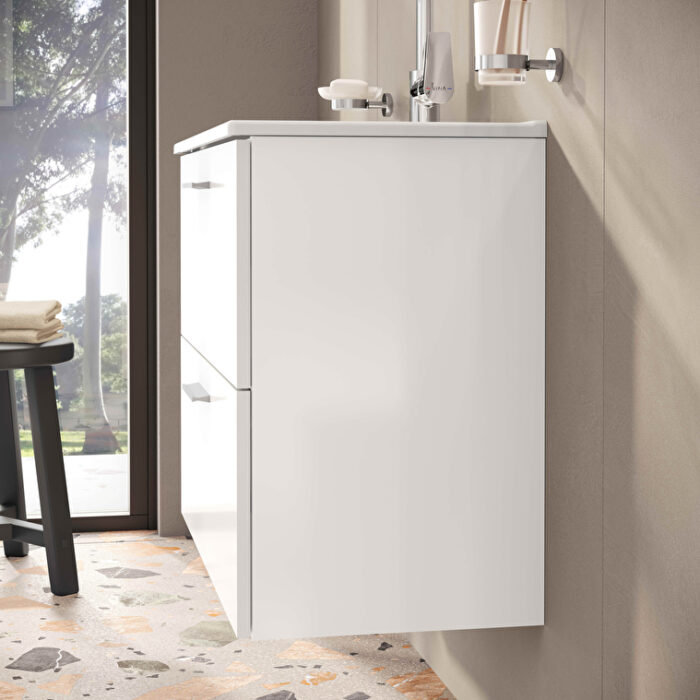 VitrA Mia Banyo Dolabı Seti, 80 cm, İki Çekmeceli, Lavabo Dolabı, Aydınlatmalı Düz Ayna, Parlak Beyaz - 75024 - Banyo Üst Modülleri - 10