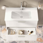 VitrA Mia Banyo Dolabı Seti, 80 cm, İki Çekmeceli, Lavabo Dolabı, Aydınlatmalı Düz Ayna, Parlak Beyaz - 75024 - Banyo Üst Modülleri - 13