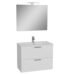 VitrA Mia Banyo Dolabı Seti, 80 cm, İki Çekmeceli, Lavabo Dolabı, Aydınlatmalı Düz Ayna, Parlak Beyaz - 75024 - Banyo Üst Modülleri