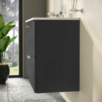 VitrA Mia Banyo Dolabı Seti, 80 cm, İki Çekmeceli, Lavabo Dolabı, Aydınlatmalı Düz Ayna, Parlak Antrasit - Görsel 10