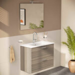 VitrA Mia Banyo Dolabı Seti, 80 cm, İki Çekmeceli, Lavabo Dolabı, Aydınlatmalı Düz Ayna, Cordoba - Görsel 14