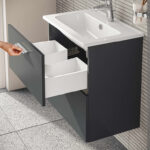 VitrA Mia Banyo Dolabı Seti, 60 cm, İki Çekmeceli, Lavabo Dolabı, Aydınlatmalı Düz Ayna, Parlak Antrasit - Görsel 6