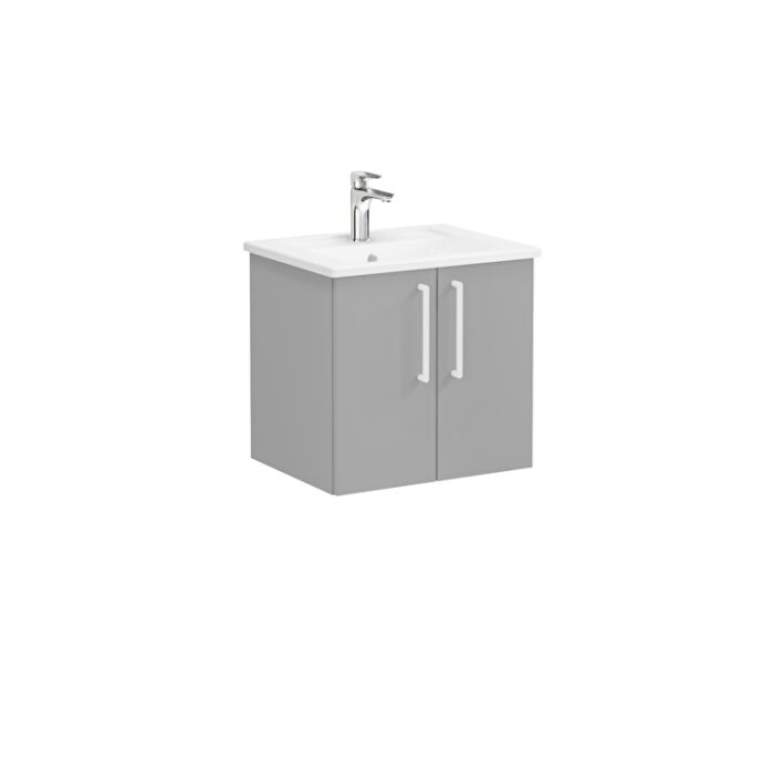 VitrA Root Flat Lavabo Dolabı, 60 cm, İki Kapaklı, Köşeli Lavabo, Mat Kaya Gri - Görsel 4